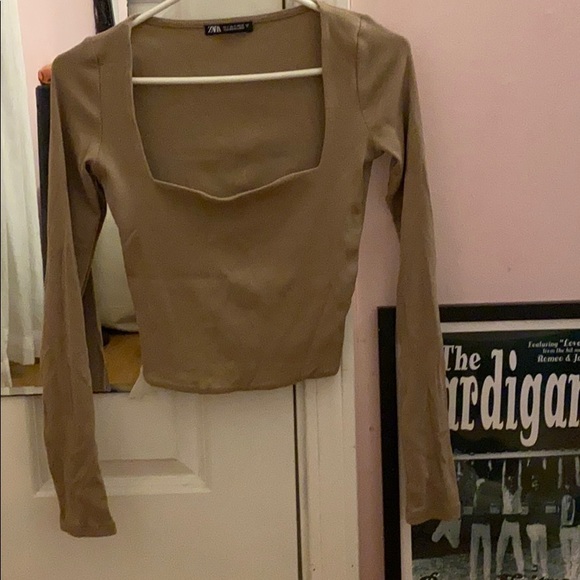 zara square neck long sleeve top